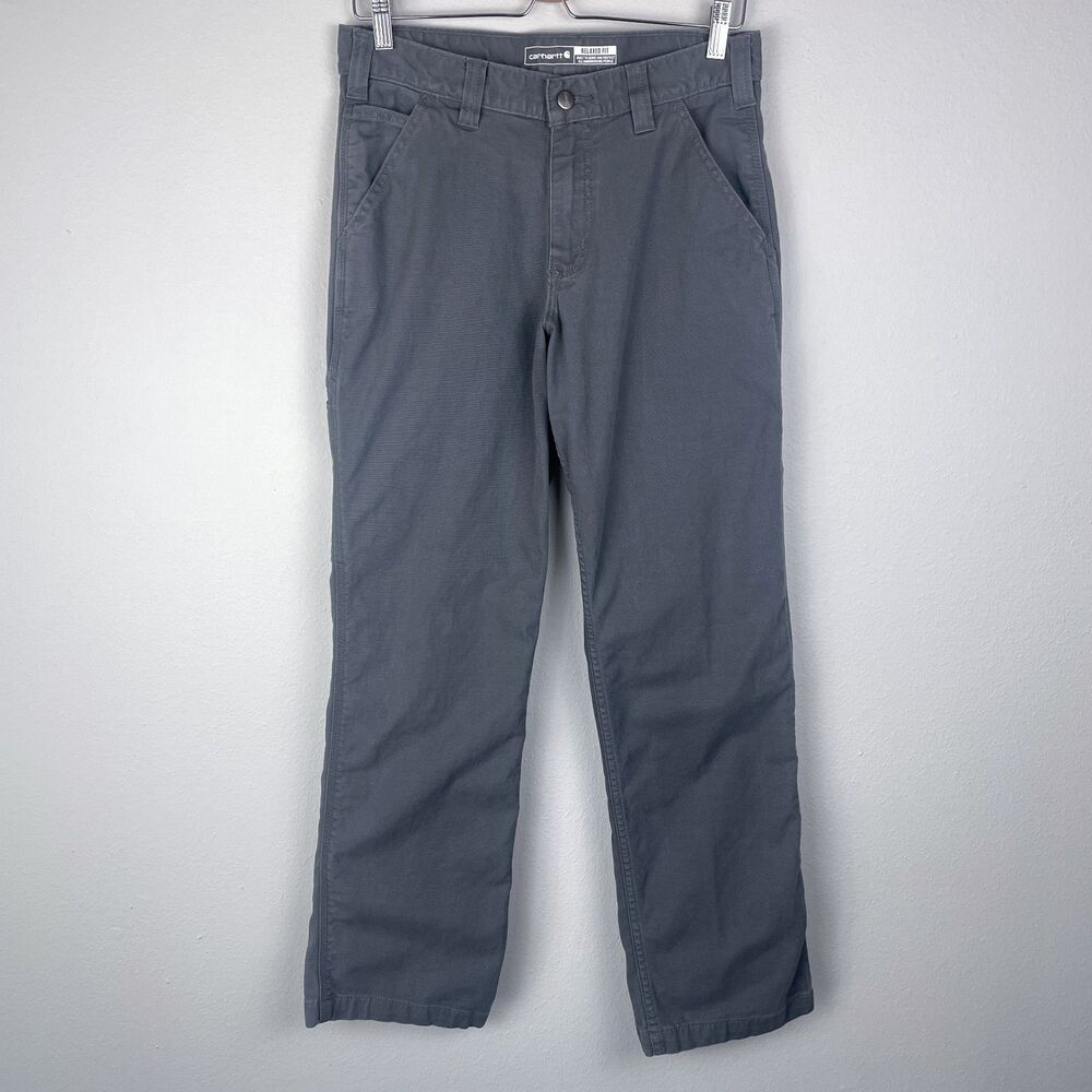 Carhartt Relaxed Straight Rigby Dungaree 30 x *30.5" Work Pants Gray Rugged Flex